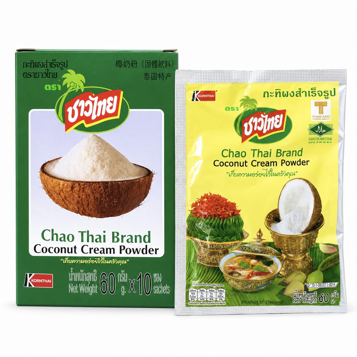 УПАКОВКА 10 пакетиков, Сухое кокосовое молоко CHAO THAI, 60 гр*10 шт