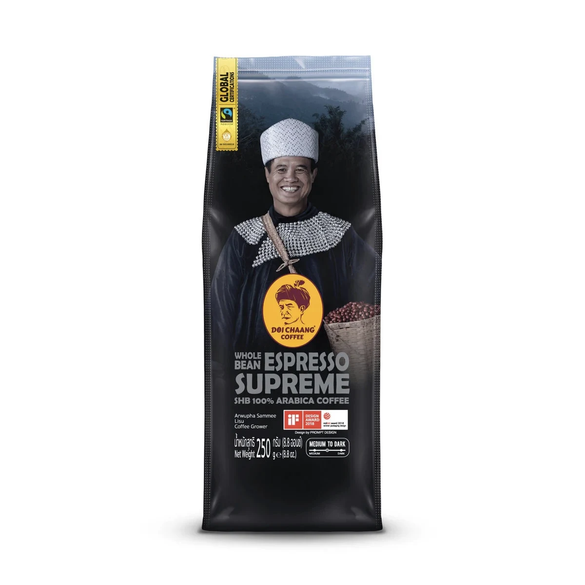 Кофе зерновой эспрессо Doi Chaang Coffee Espresso Supreme, 250 гр