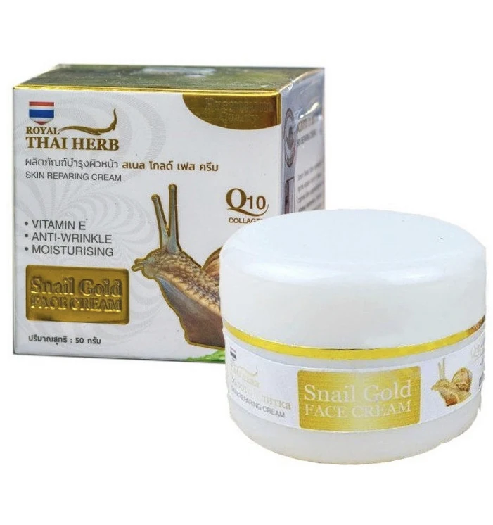 Антивозрастной крем с золотом, экстрактом секреции улитки, коллагеном и Q10 Thai Herb, 50 мл