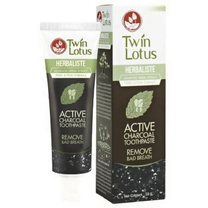 Черная натуральная зубная паста с бамбуковым углем Twin Lotus Charcoal, 100 гр
