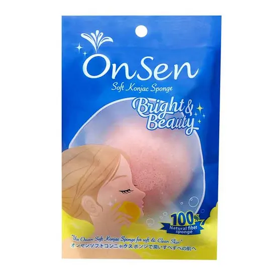 Натуральный спонж для очищения кожи Конняку круглый OnSen Soft Konjac