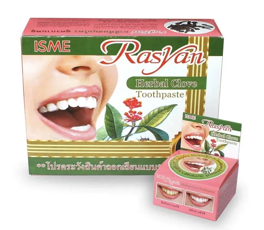 УПАКОВКА 12 шт, Отбеливающая зубная паста Isme Rasyan Herbal Clove Toothpaste с гвоздикой, упаковка 25 гр.*12 шт