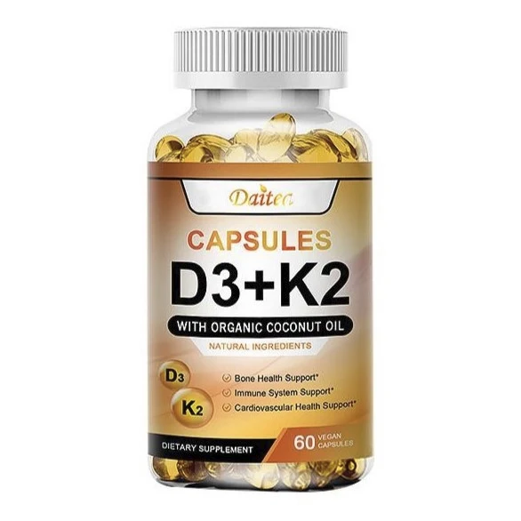 Витамин D3 + K2 с органическим кокосовым маслом Daitea, 30 веганских капсул