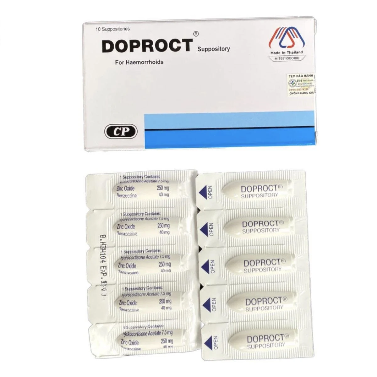 Эффективные свечи от геморроя "Doproct", 10 свечей