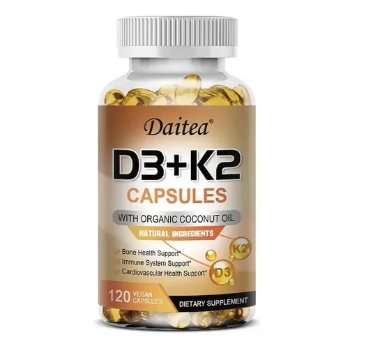 Витамин D3 + K2 с органическим кокосовым маслом Daitea, 120 веганских капсул