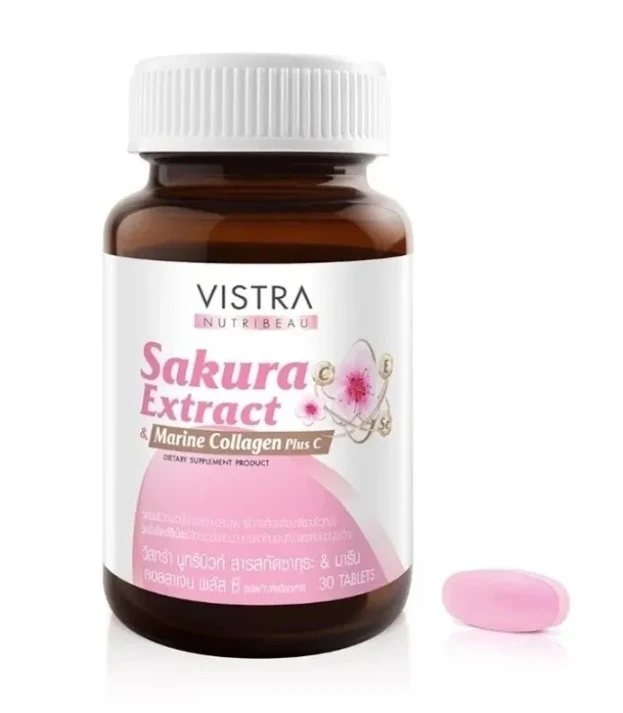 Омолаживающий комплекс с морским коллагеном и экстрактом сакуры Vistra Sakura extract, 30 таблеток