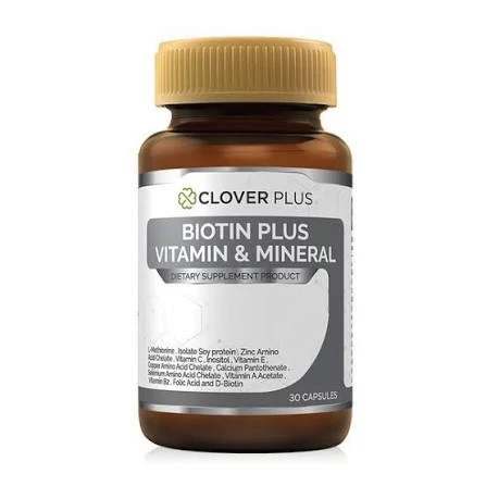 Биотин для здоровых и густых волос Clover Plus, 30 капсул