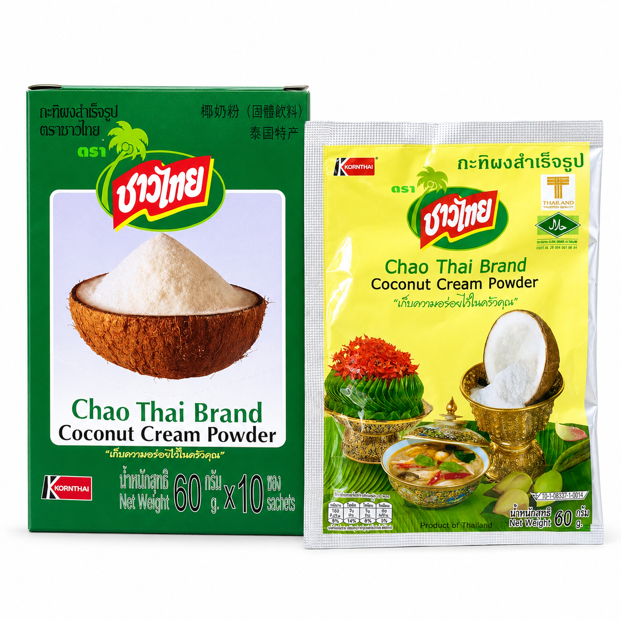 УПАКОВКА 10 пакетиков, Сухое кокосовое молоко CHAO THAI, 60 гр*10 шт