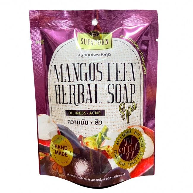 Спа-мыло в мешочке из люфы с мангостином SUPAPORN Mangosteen Herbal Soap, 70 гр