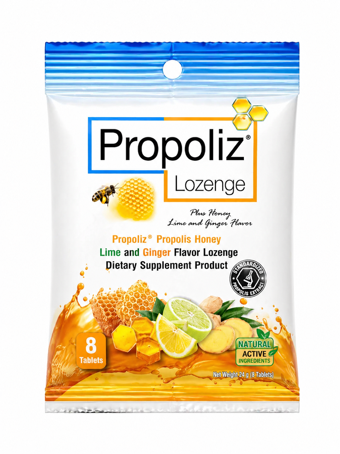 Леденцы от кашля с экстрактом прополиса Propoliz, 8 драже