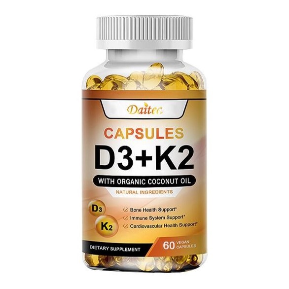 Витамин D3 + K2 с органическим кокосовым маслом Daitea, 30 веганских капсул