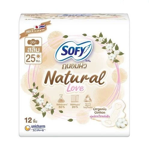 Женские гигиенические прокладки из органического хлопка Slim SOFY Natural Love 25 см, 12 шт